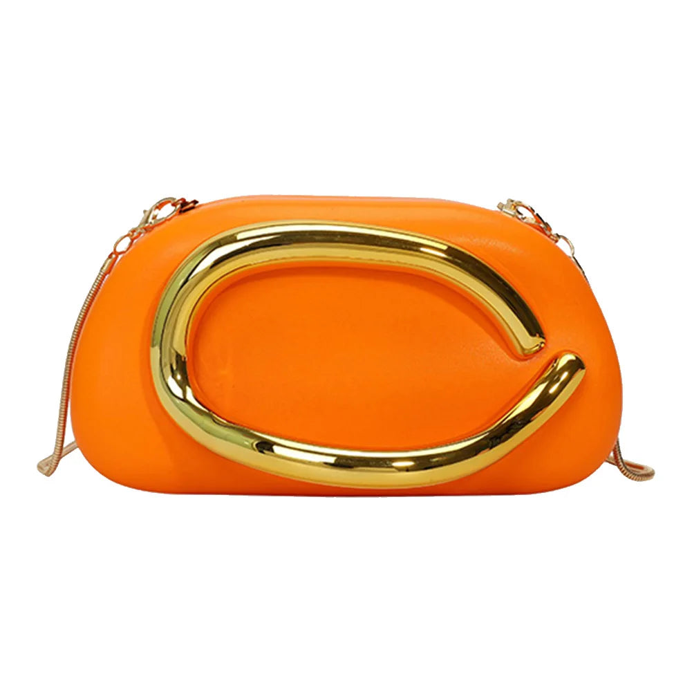 Elariah Structured PU Leather Clutch Bag with Metal Handle – Women’s Evening Crossbody & Handheld Party Purse