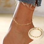 Gold Evil Eye Anklet for Women – Adjustable Waterproof Gold Plated Stainless Steel Anklet Bracelet, Summer Beach Foot Jewelry