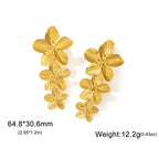 Unift Vintage Flower Stud Earrings for Women – Bohemian 14K Gold-Plated Stainless Steel Statement Jewelry