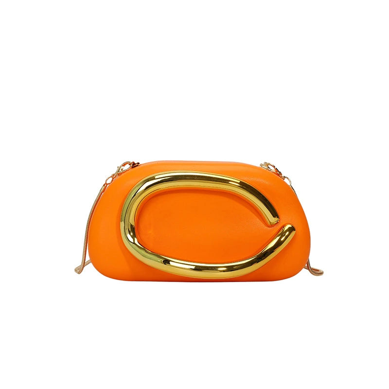 Elariah Structured PU Leather Clutch Bag with Metal Handle – Women’s Evening Crossbody & Handheld Party Purse
