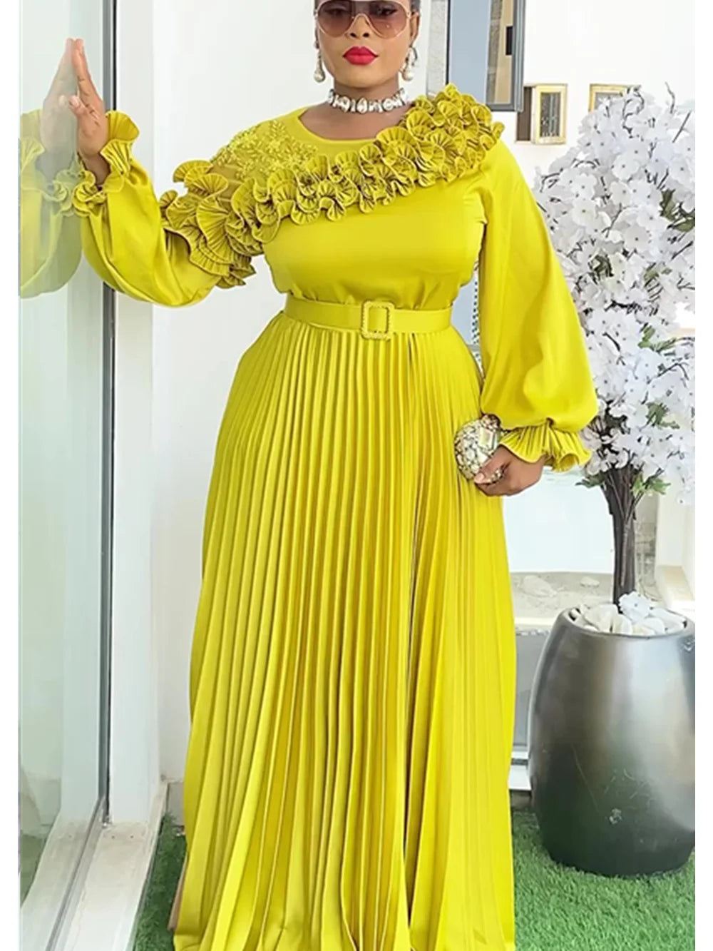 Plus Size Ankara Maxi Dress – Elegant African Dashiki Evening Gown for Weddings & Parties (L–3XL)