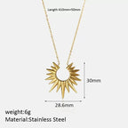 French Vintage Star & Moon Necklace – 316L Stainless Steel Celestial Pendant Chain (Unisex, Gold Tone) | ELARIAH