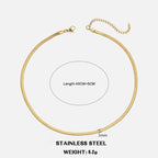 Classic Flat Snake Chain Choker Necklace – Stainless Steel Herringbone Design in Gold & Silver