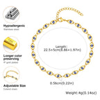 Gold Evil Eye Anklet for Women – Adjustable Waterproof Gold Plated Stainless Steel Anklet Bracelet, Summer Beach Foot Jewelry