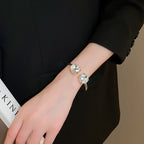 Gold Plated Zircon Round Open Cuff Bracelet for Women – Statement Rhinestone Bangle, Adjustable Party & Wedding Jewelry