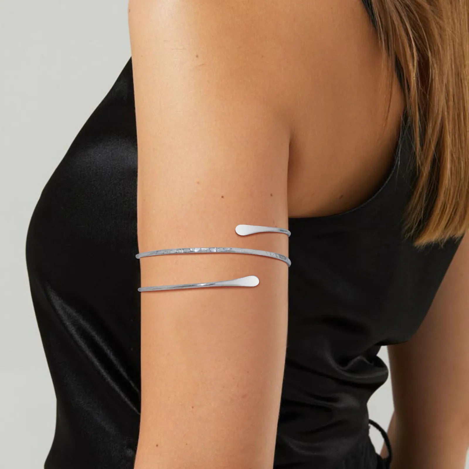 Minimalist Gold Plated Upper Arm Cuff Bracelet – Trendy Statement Armband Jewelry for Women