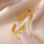 Luxury Adjustable Stainless Steel Bangle Bracelet – Waterproof Gold Cuff Jewelry for Women