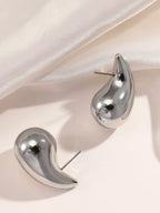 Vintage Chunky Dome Teardrop Earrings – Gold Stainless Steel Statement Earrings for Women