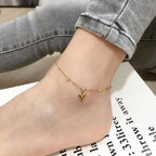 Gold Stainless Steel Cuban Curb Chain Anklet for Women – Adjustable Trendy Beach Anklet Bracelet