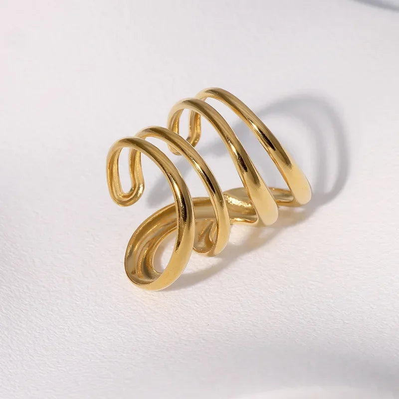 Elariah 14K Gold Plated Stainless Steel Geometric Cocktail Ring – Bold Statement Party Ring for Women