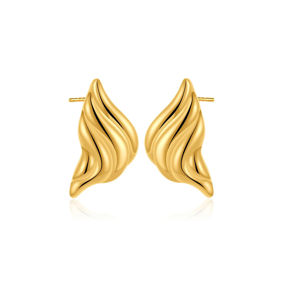 18K Gold Plated Stainless Steel Multilayer Circle Knot Drop Earrings for Women – Textured Statement Round Earrings