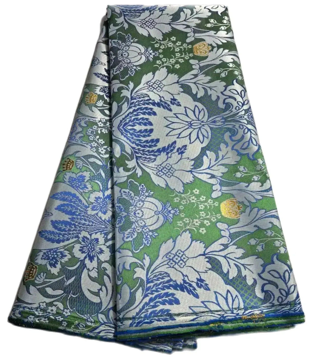 African Damask Lace Fabric (2.5 or 5 Yards) – Thick Jacquard Brocade for Aso Oke, Headwrap & Bridal Dresses