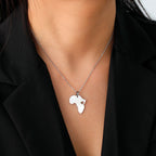 Trendy African Map Pendant Necklace for Women – Stainless Steel Geometric Motherland Necklace, Gold, Rose Gold, or Steel Color