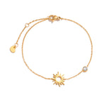 Minimalist Cross, Crescent Moon & Star Charm Bracelet for Women – Stainless Steel Thin Chain Adjustable Gold Layered Bracelet