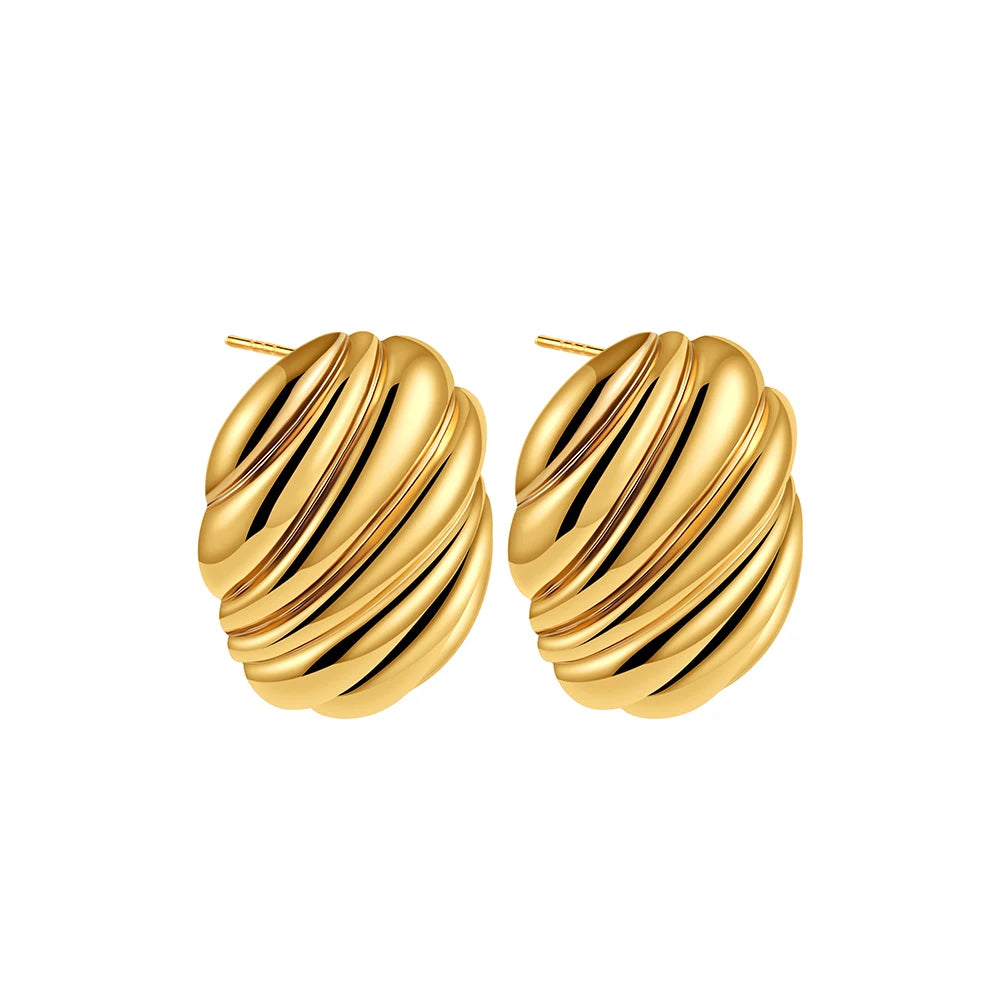 18K Gold Plated Stainless Steel Multilayer Circle Knot Drop Earrings for Women – Textured Statement Round Earrings