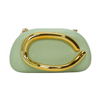 Elariah Structured PU Leather Clutch Bag with Metal Handle – Women’s Evening Crossbody & Handheld Party Purse