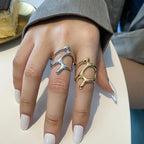 Vintage Irregular Pleated Gold Ring – Y2K Liquid Metal Geometric Statement Ring for Women