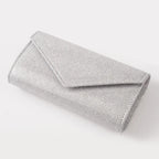 Elariah Shimmer Envelope Clutch Bag – Silver Glitter Evening Handbag with Chain Strap for Weddings & Party Wear