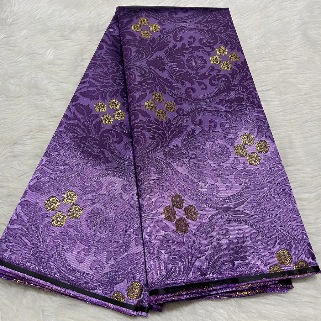 African Damask Lace Fabric (2.5 or 5 Yards) – Thick Jacquard Brocade for Aso Oke, Headwrap & Bridal Dresses