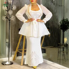 Elariah Luxury African Dashiki 2-Piece Set – Long Evening Gown with Matching Coat | Wedding & Occasion Dress (Plus Size)