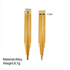 Gold Bling Tassel Statement Earrings – Elegant Long Drop Design for Women