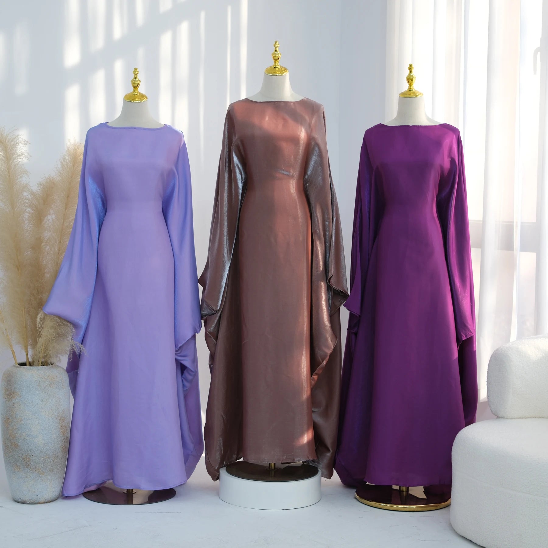 Elariah Shimmering Eid Kaftan Abaya – Extra Loose Fit Butterfly Sleeve Maxi Dress for Ramadan, Evening & Party Wear