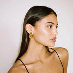 18K Gold Plated Stainless Steel Multilayer Circle Knot Drop Earrings for Women – Textured Statement Round Earrings