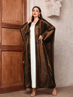Luxury Satin Batwing Abaya Kimono – Shiny Open Front Maxi Kaftan for Ramadan, Eid & Evening Wear