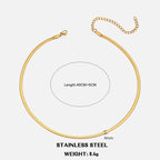 Classic Flat Snake Chain Choker Necklace – Stainless Steel Herringbone Design in Gold & Silver