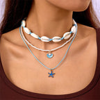 Bohemian Beach Shell Necklace – Seashell & Starfish Pendant Choker for Women
