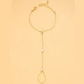 Bohemian Crystal Rhombus Bracelet with Finger Chain – Elegant Party Jewelry for Women