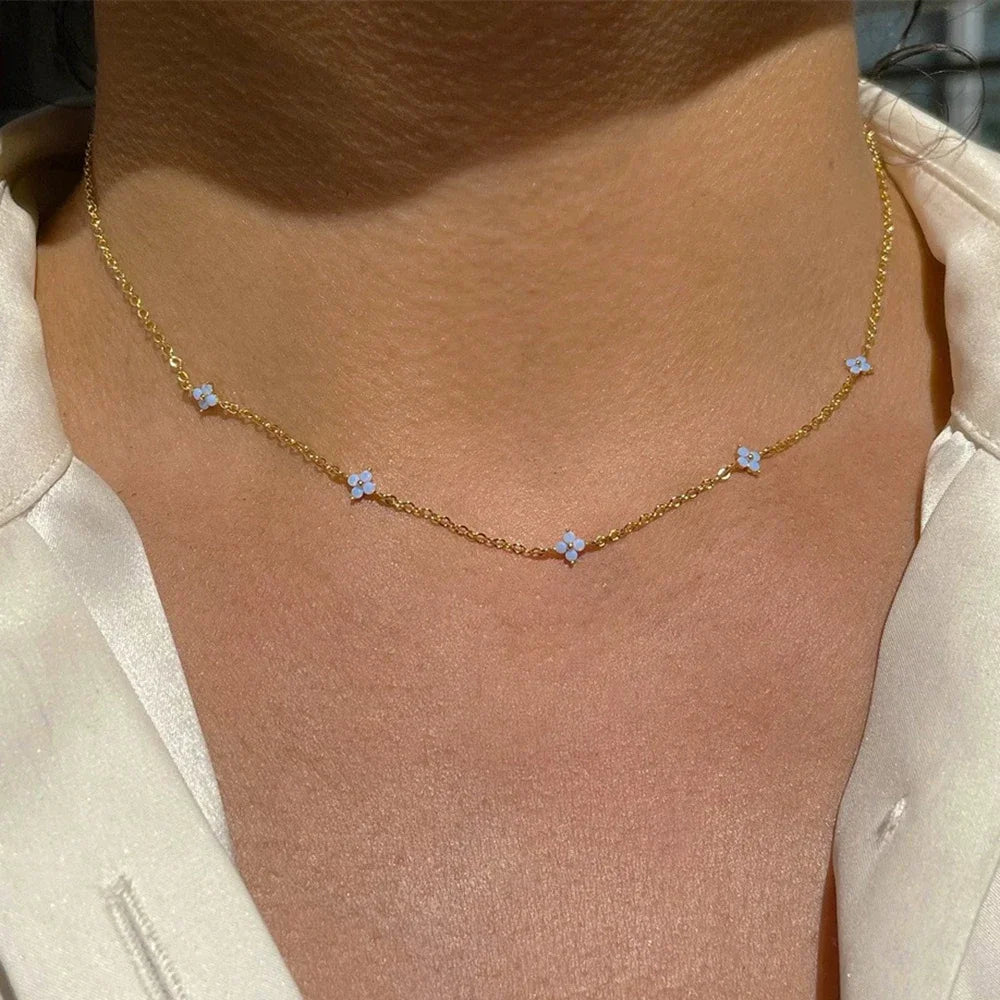 18K Gold Plated Four-Leaf Clover Necklace for Women – Stainless Steel with Zircon Detailing | Luxury Jewelry Gift