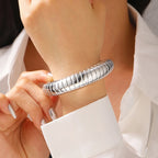 Irregular Geometric Cuff Bangle Bracelet for Women – Bold Statement Fashion Bracelet, Trendy Open Cuff Jewelry