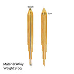Gold Bling Tassel Statement Earrings – Elegant Long Drop Design for Women