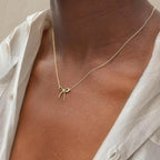 Dainty Bow Pendant Necklace – Gold & Silver Plated Choker Chain for Women
