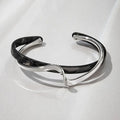 White Acrylic Geometric C-Shape Open Bangle Bracelet for Women – Minimalist Metal Cuff Bracelet, Modern Fashion Jewellery Gift