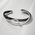 White Acrylic Geometric C-Shape Open Bangle Bracelet for Women – Minimalist Metal Cuff Bracelet, Modern Fashion Jewellery Gift
