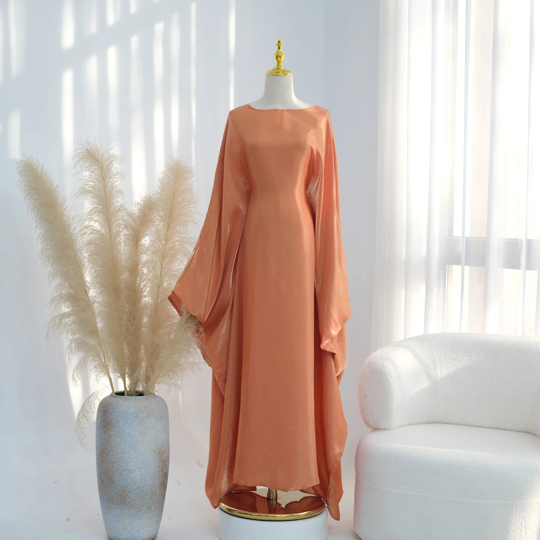Elariah Shimmering Eid Kaftan Abaya – Extra Loose Fit Butterfly Sleeve Maxi Dress for Ramadan, Evening & Party Wear