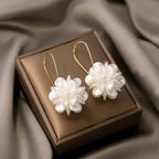 Pearl Petal Ball Drop Earrings – Long Geometric Flower Earrings for Women