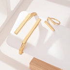 Geometric Open Bracelet & Ring Set for Women – Minimalist Stainless Steel Cuff Bangle and Adjustable Ring Jewelry Set