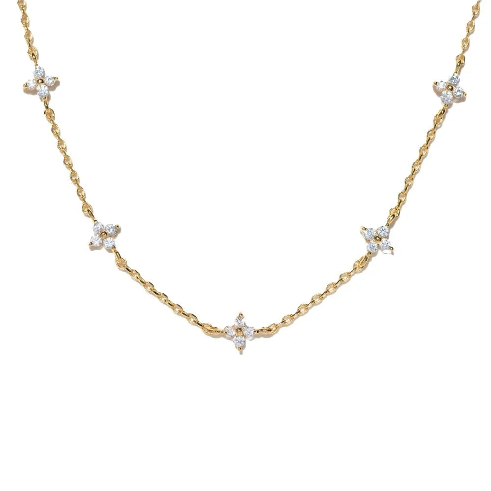 18K Gold Plated Four-Leaf Clover Necklace for Women – Stainless Steel with Zircon Detailing | Luxury Jewelry Gift