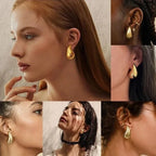 Vintage Chunky Dome Teardrop Earrings – 925 Sterling Silver with 18K Gold Plating