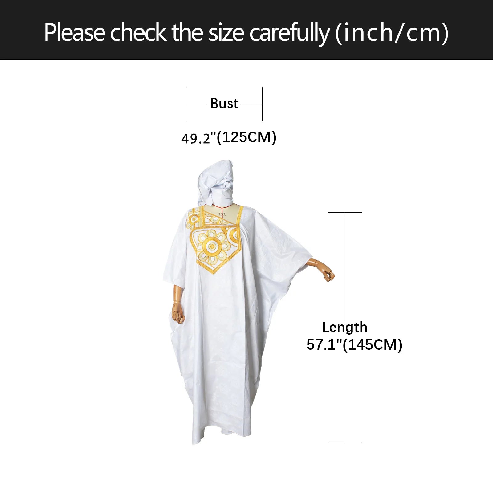 Elariah Embroidered Bazin Riche Dashiki Kaftan Dress – African Maxi Abaya, Loose Fit Modest Party & Church Wear (Plus Size)