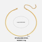 Classic Flat Snake Chain Choker Necklace – Stainless Steel Herringbone Design in Gold & Silver