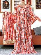 Embroidered Cotton Abaya Dress – Loose Boho Maxi Kaftan with Tassel Detail (One Size, 6 Colours)