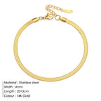 4mm Stainless Steel Snake Chain Anklet for Women – Minimalist Waterproof Beach Anklet, Adjustable Non-Tarnish Chain