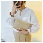 Elariah Woven Straw Wristlet Clutch Bag – Bohemian Summer Beach Handbag with Zipper (White, Khaki, Beige)