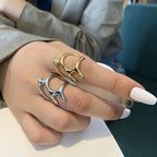 Vintage Irregular Pleated Gold Ring – Y2K Liquid Metal Geometric Statement Ring for Women