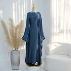Elariah Shimmering Eid Kaftan Abaya – Extra Loose Fit Butterfly Sleeve Maxi Dress for Ramadan, Evening & Party Wear