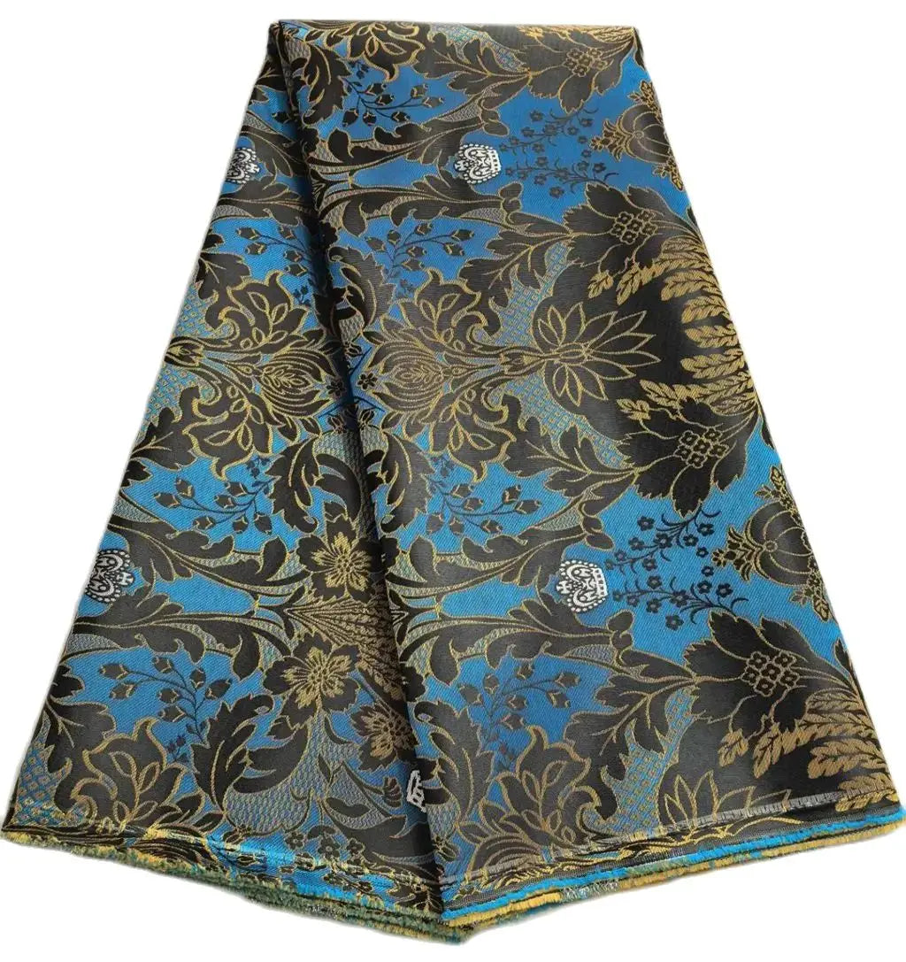 African Damask Lace Fabric (2.5 or 5 Yards) – Thick Jacquard Brocade for Aso Oke, Headwrap & Bridal Dresses